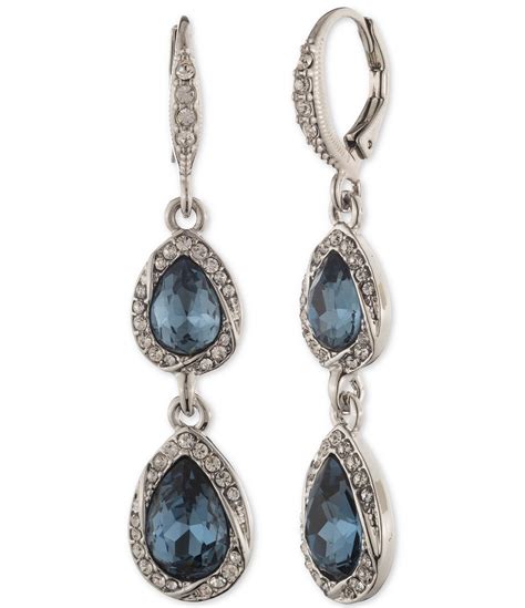 givenchy crystal double drop earrings blue|givenchy crystal earrings.